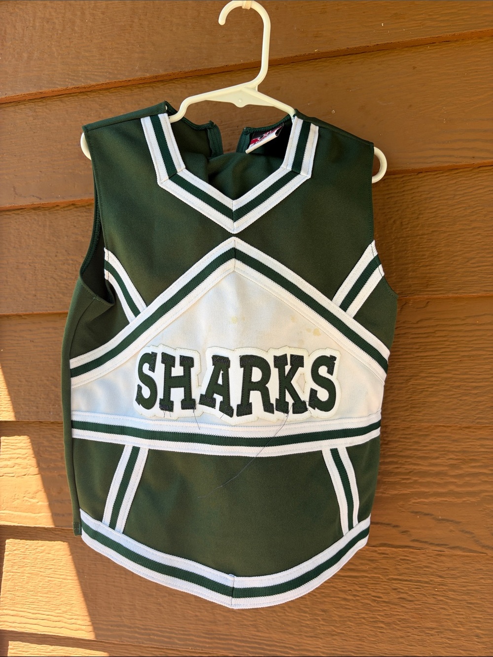 Green & White 'Sharks' Cheer Uniform Top - Kids